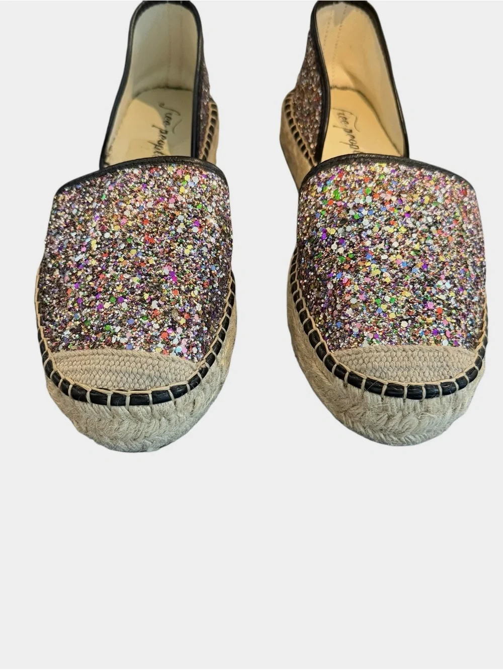 Revolve Free People Paradise Multicolor Glitter Espadrille Ankle-Tie Flats